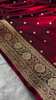 Deep Maroon Kanjivaram Silk Saree with Golden Zari Polka Butta & Traditional Border