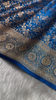 Royal Blue Banarasi Silk Saree with All-Over Golden Zari Floral Weaving