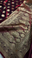 Maroon Banarasi Silk Saree with Gold Zari Circular Medallion Motifs & Rich Woven Border