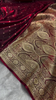 Deep Maroon Kanjivaram Silk Saree with Golden Zari Polka Butta & Traditional Border
