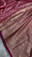 Baby Pink Banarasi Silk Saree with Golden Zari Buttas & Rich Pallu