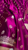 Royal Purple Banarasi Silk Saree with Gold Zari Floral Buti Motifs & Classic Woven Border
