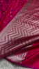 Magenta Banarasi Silk Saree with Silver Zari Geometric Weaving & Traditional Border