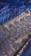 Royal Blue Banarasi Silk Saree with Gold Zari Lattice Jaal & Heavy Traditional Border
