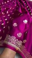 Royal Purple Banarasi Silk Saree with Gold Zari Floral Buti Motifs & Classic Woven Border