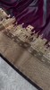 Majestic Wine Banarasi Silk Saree with Golden Zari Cityscape Border