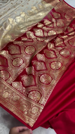 Ivory Banarasi Silk Saree with Golden Zari Buttas & Rich Paisley Border