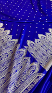 Royal Blue Banarasi Silk Saree With Heavy Silver Zari Work