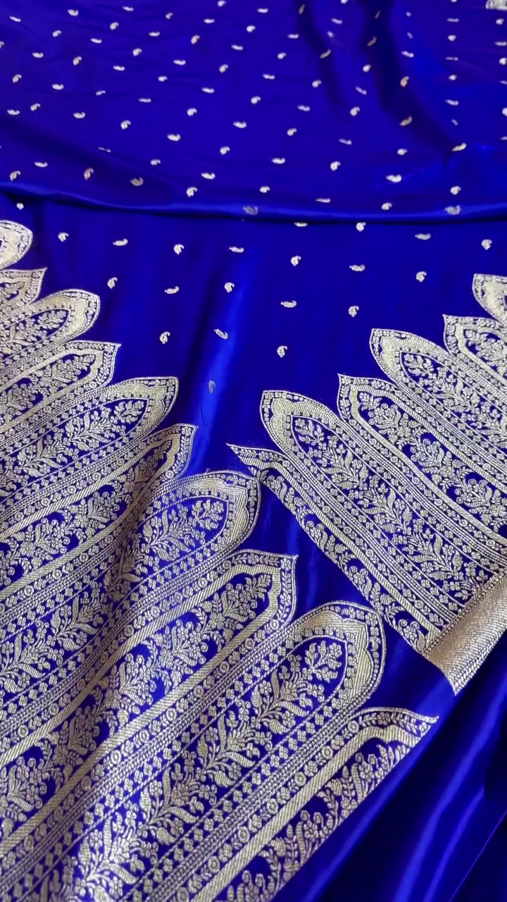 Royal Blue Banarasi Silk Saree With Heavy Silver Zari Work