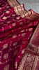 Maroon Banarasi Silk Saree with Golden Zari Buttas & Traditional Border