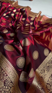 Maroon Banarasi Silk Saree with Gold Zari Circular Medallion Motifs & Rich Woven Border