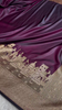 Majestic Wine Banarasi Silk Saree with Golden Zari Cityscape Border