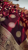 Maroon Banarasi Silk Saree with Gold Zari Circular Medallion Motifs & Rich Woven Border