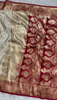 Ivory Banarasi Silk Saree with Golden Zari Buttas & Rich Paisley Border