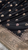 Black Banarasi Silk Saree with Golden Zari Floral Motifs & Traditional Border