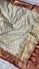 Ivory Banarasi Silk Saree with Golden Zari Buttas & Rich Paisley Border