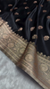 Black Banarasi Silk Saree with Golden Zari Floral Motifs & Traditional Border
