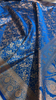 Royal Blue Banarasi Silk Saree with All-Over Golden Zari Floral Weaving