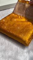 Mustard Yellow Banarasi Silk Saree with Floral Zari Weaving & Elegant Border