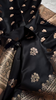 Black Banarasi Silk Saree with Golden Zari Floral Motifs & Traditional Border