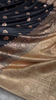 Black Banarasi Silk Saree with Golden Zari Floral Motifs & Traditional Border
