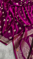 Royal Purple Banarasi Silk Saree with Gold Zari Floral Buti Motifs & Classic Woven Border