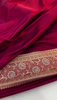 Wine Red Banarasi Silk Saree with Golden Zari Floral Motifs & Rich Border