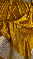 Mustard Yellow Banarasi Silk Saree with Floral Zari Weaving & Elegant Border