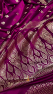 Royal Purple Banarasi Silk Saree with Gold Zari Floral Buti Motifs & Classic Woven Border