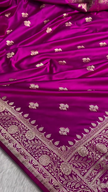 Royal Pink Banarasi Silk Saree with Golden Zari Floral Weaving