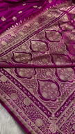 Royal Pink Banarasi Silk Saree with Golden Zari Floral Weaving