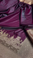 Majestic Wine Banarasi Silk Saree with Golden Zari Cityscape Border