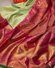 Savitri – Pista Soft Banarasi Silk Saree with Jacquard Pink Blouse