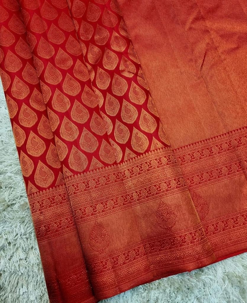 Ambika – Red Kanjivaram Silk Saree with Traditional Jacquard Work