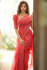 Bhagyashree - Red Pure Linen Silk Saree with Jacquard Weaving