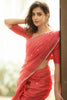 Bhagyashree - Red Pure Linen Silk Saree with Jacquard Weaving