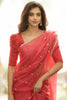 Bhagyashree - Red Pure Linen Silk Saree with Jacquard Weaving