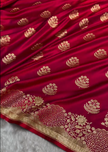 Rani Wine Banarasi Silk Saree with Heavy Floral Paisley Gold Zari Work