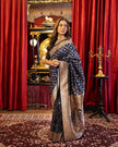 Navy Blue Banarasi Silk Saree with Rich Gold Zari Border