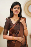 Maruti - Brown Soft Silk Saree with Jacquard Woven Border