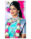 Vedhika - Firozi Banarasi Silk Saree with Blue Zari Contrast