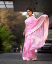 Samaira - Pink Soft Silk Saree with Subtle Jacquard and Matching Blouse