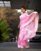 Samaira - Pink Soft Silk Saree with Subtle Jacquard and Matching Blouse