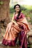 Kavya - Peach Soft Banarasi Silk Saree with Copper Jacquard Buttas